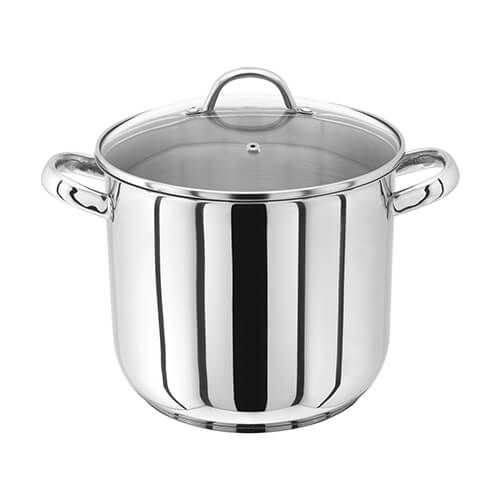 JP81 Judge 22cm Stainless Steel Stockpot With Vented Glass Lid, 6.5 Litre