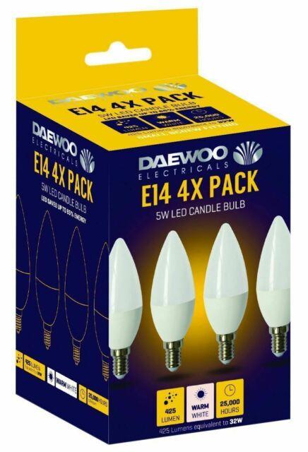 Daewoo E14 4x Pack 5W LED Candle Bulb