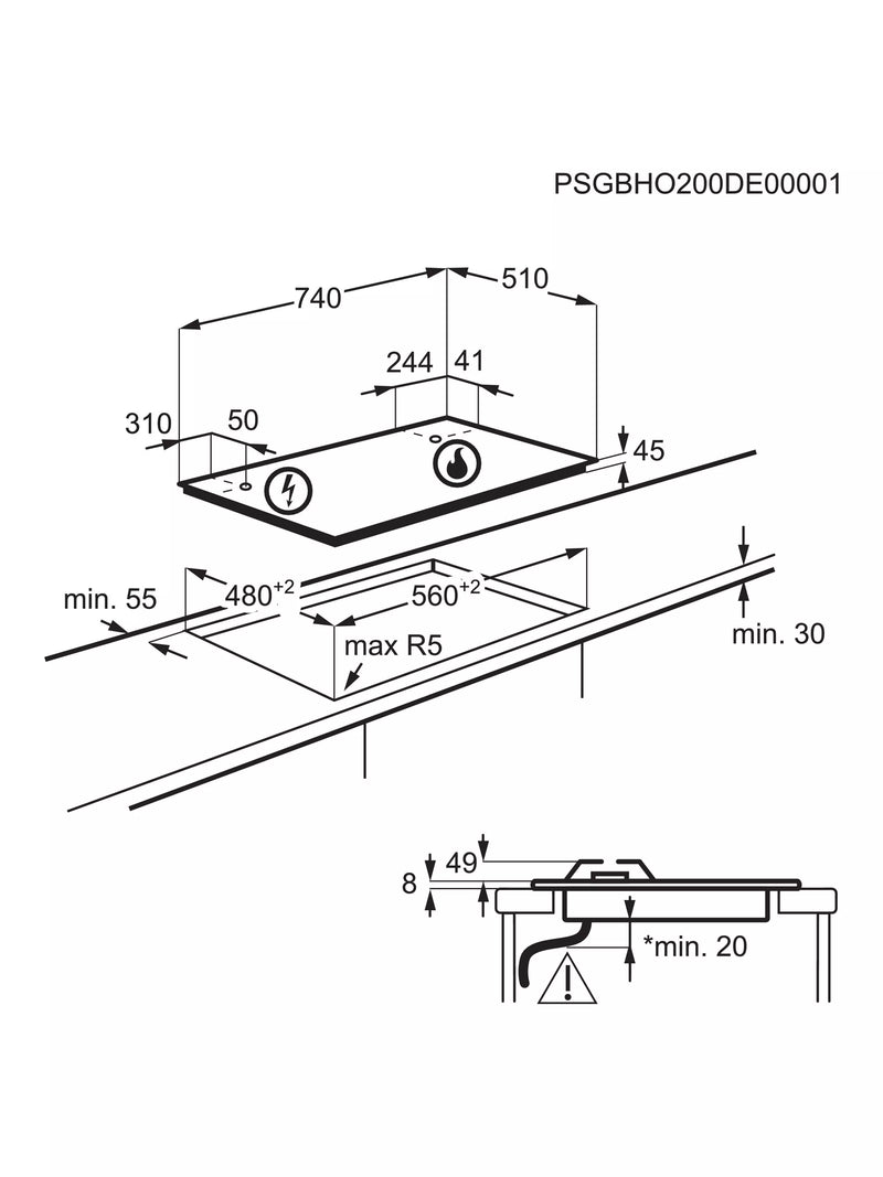 AEG HKB75450NB 75cm Gas on Glass Hob - Black*contact store for price*
