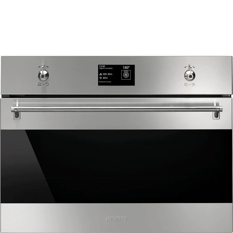 Smeg SF4390VCX Classic Compact Combination Steam Oven Stainless Steel And Dark Glass