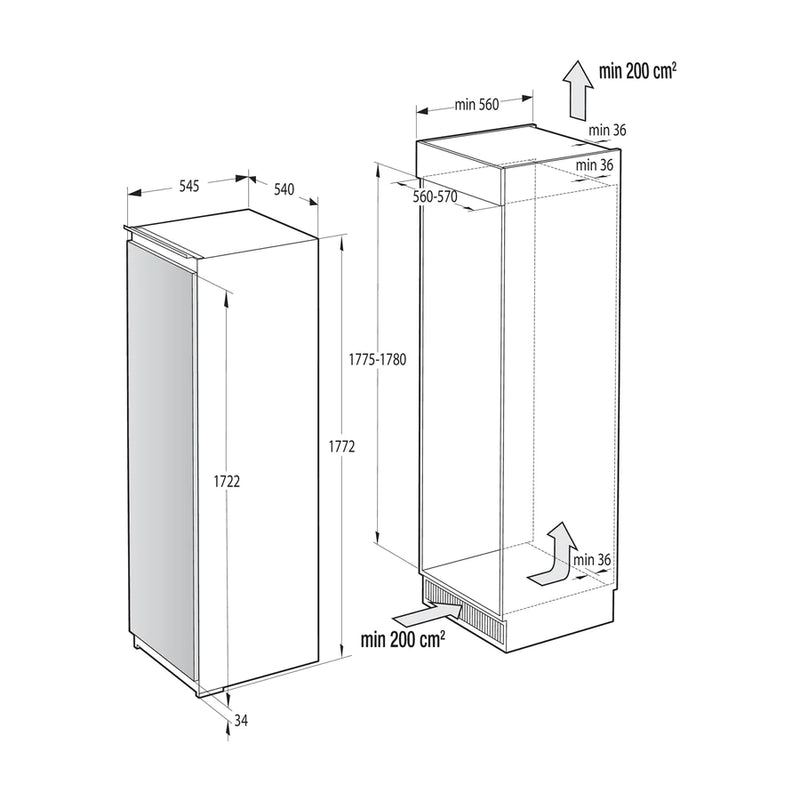 Hisense FIV276N4AW1 Integrated Frost Free Upright Freezer - Sliding Door Installation