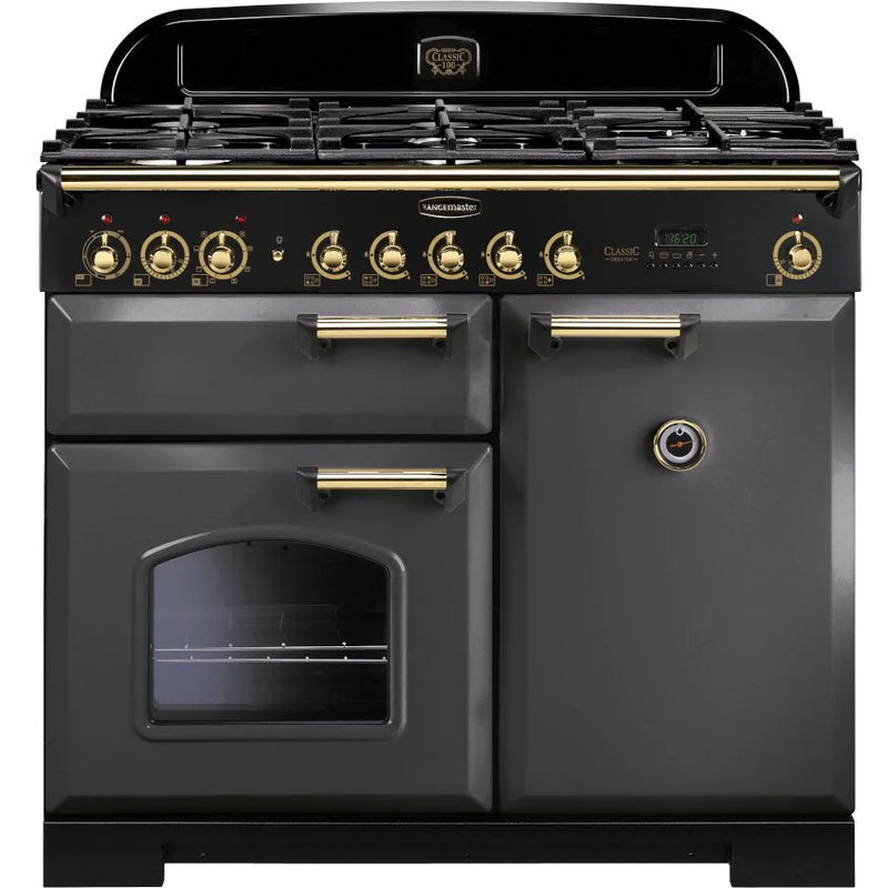 Rangemaster CDL100DFFSL/AB 100cm Dual fuel range cooker - Slate/Brass*contact store for price*