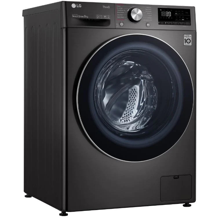 LG F4V909BTSE AI DD™️ 9kg 1400RPM Washing Machine TurboWash™- Black Steel [Free 5 year parts & labour warranty]