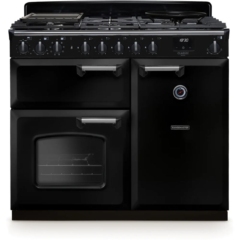 Rangemaster CLDL100DFPGBL/CM1 14638 Classic Deluxe 100cm Dual Fuel Range cooker - Black/Chrome*contact store for price*