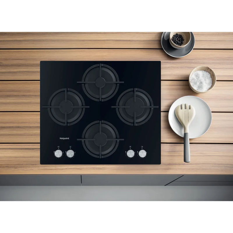 Hotpoint HGS61SBK 60cm Gas On Glass 4 Burner Gas Hob*contact store for price*
