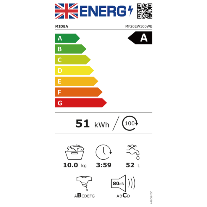 Midea MF20EW100WB 10kg 1400rpm Washing Machine [2 Year Parts & Labour Warranty]*contact store for price*