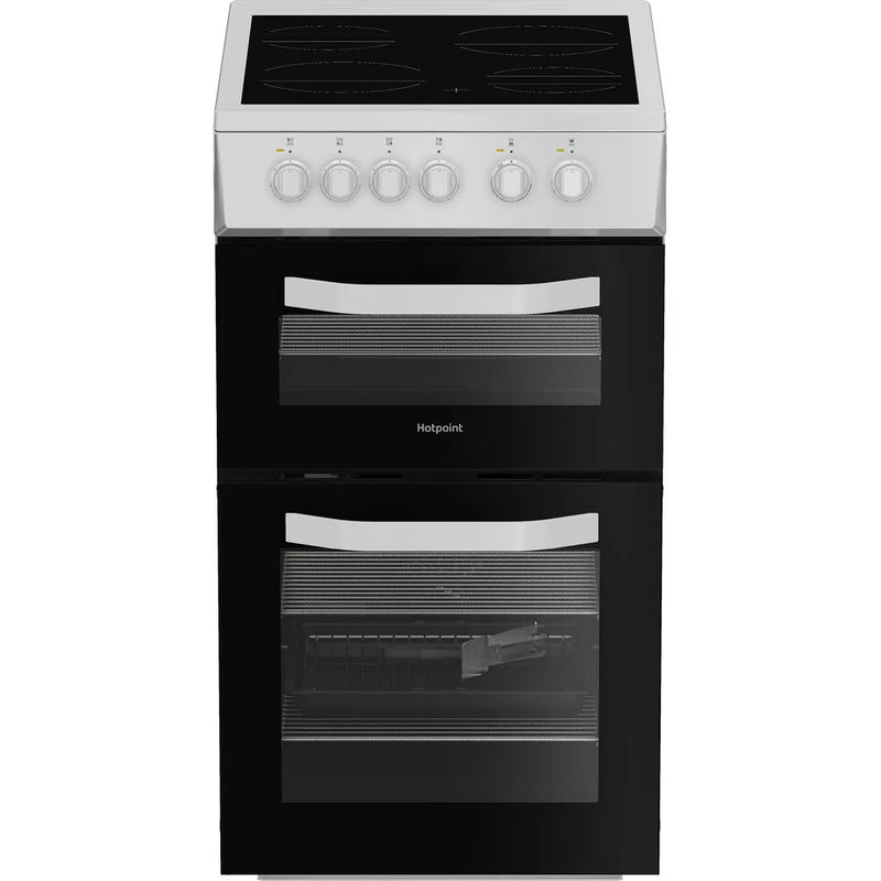 Hotpoint HTE5VCW 50cm Double Oven Electric Cooker With Ceramic Hob - White*contact store for price*