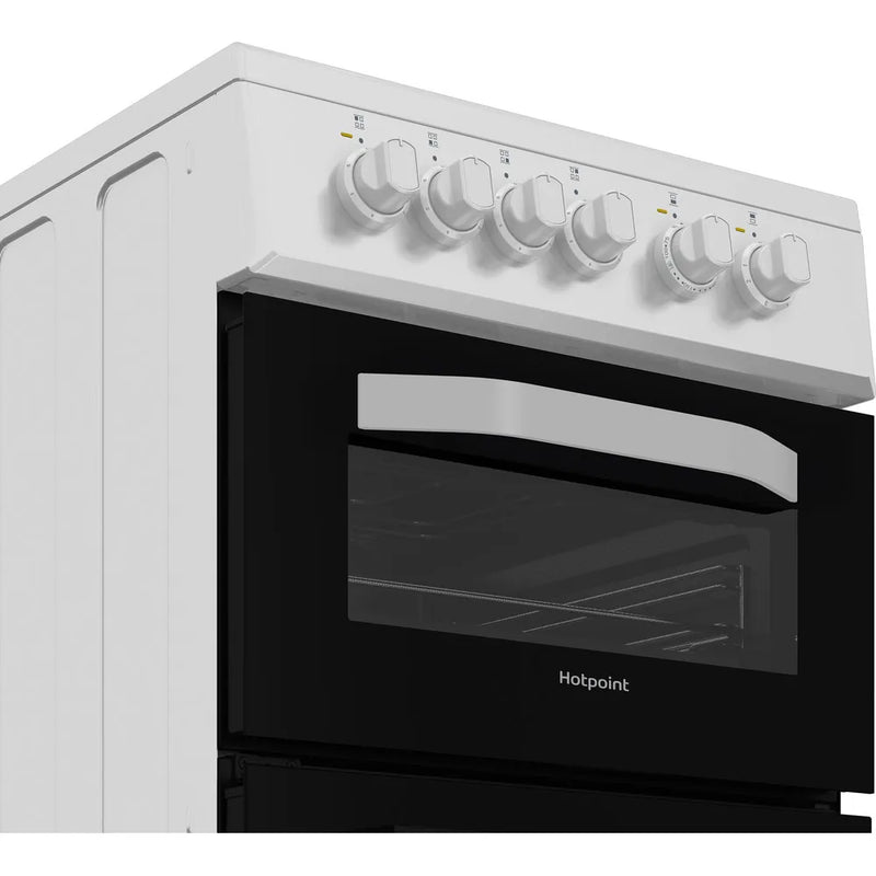 Hotpoint HTE5VCW 50cm Double Oven Electric Cooker With Ceramic Hob - White*contact store for price*