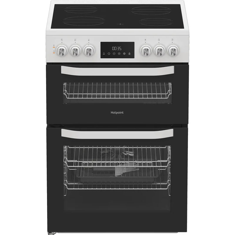 Hotpoint HTE6VDCW 60cm Double Oven Electric Cooker With Ceramic Hob - White*contact store for price*