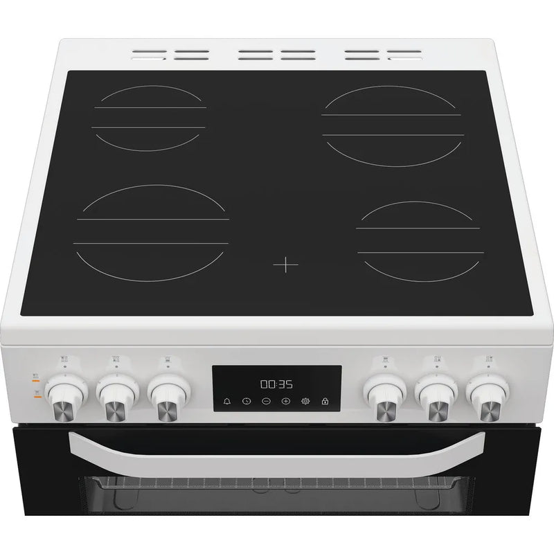 Hotpoint HTE6VDCW 60cm Double Oven Electric Cooker With Ceramic Hob - White*contact store for price*
