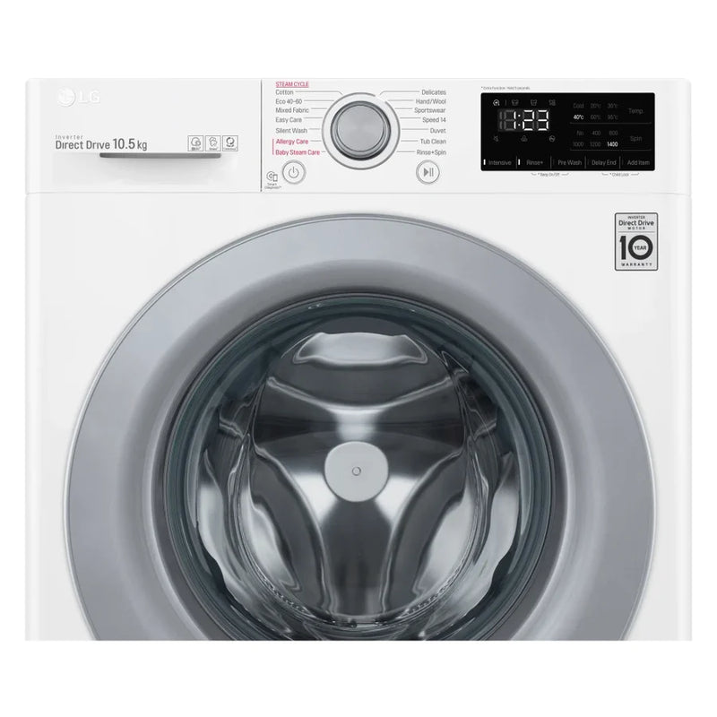 LG F4V310WSE AI DD 10.5Kg 1400RPM Washing Machine - White - [Free 5 year parts & labour warranty]