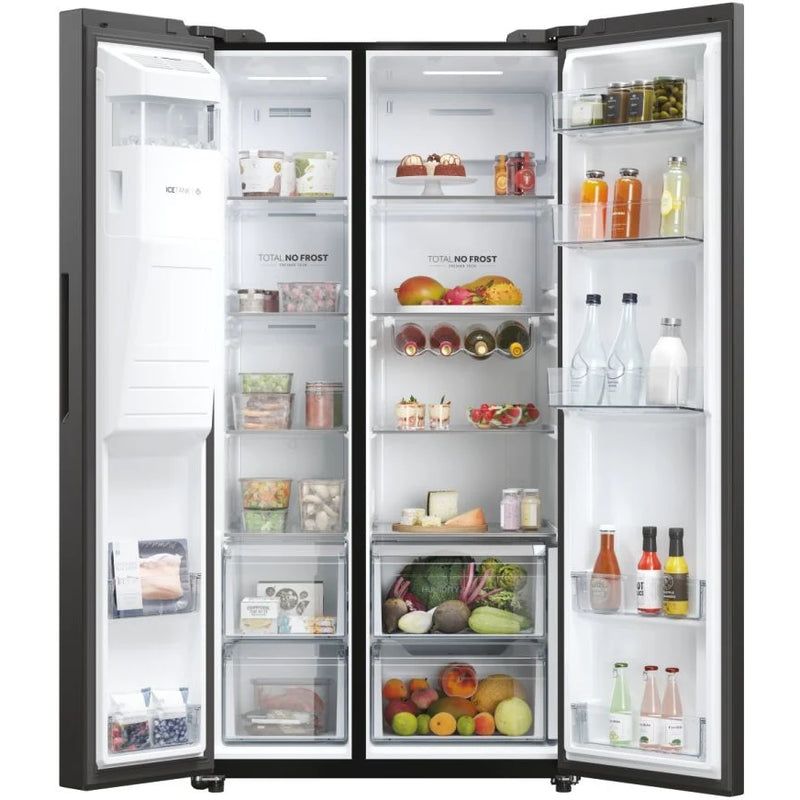 Haier HSW59F18EIPT Plumbed ice & water American style fridge freezer - Black*contact store for price*