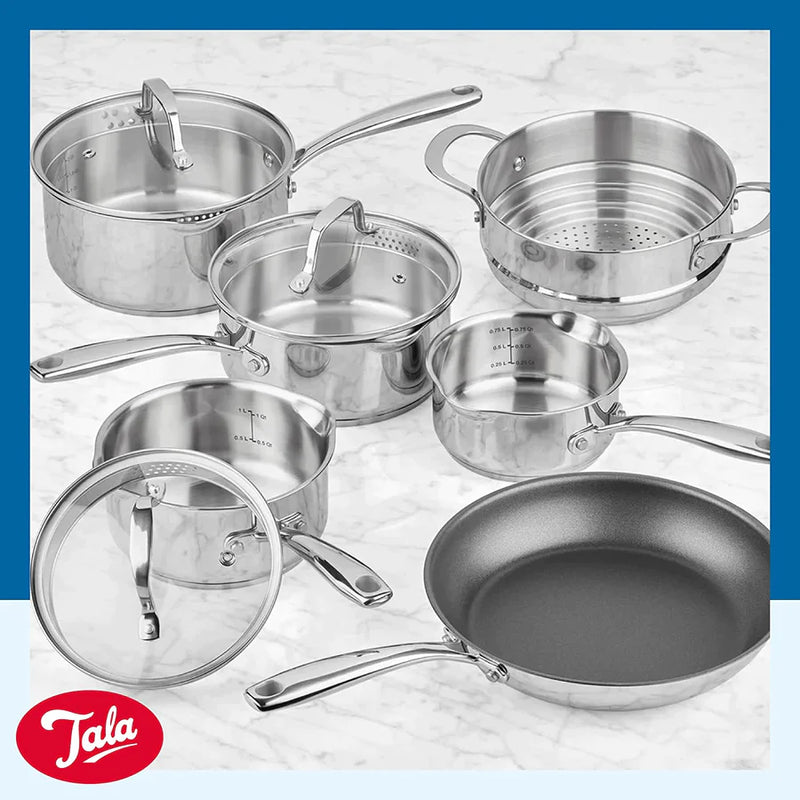 Tala 10A14337 6 Piece Cookware Set Saucepan, Stainless Steel, Metallic