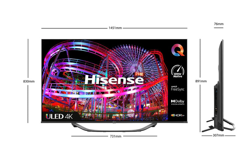 HISENSE 65U7HQTUK 65" 120Hz Smart 4K Ultra HD HDR ULED TV with Alexa & Google Assistant