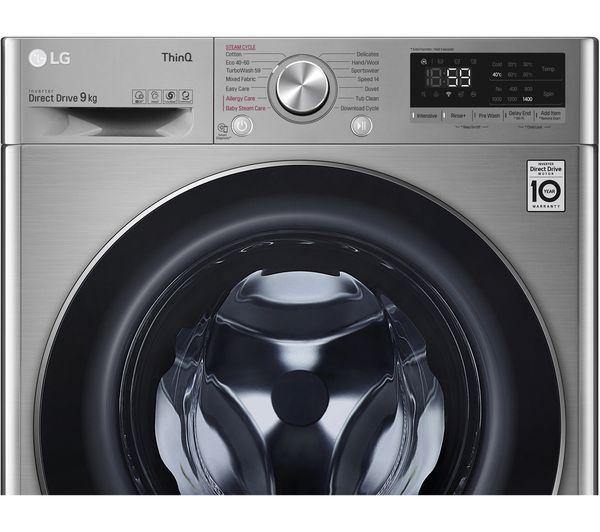 LG Turbowash™ F4V709STSE 9kg, 1400rpm Washing Machine With Steam - Graphite