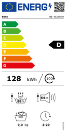 Beko B5T4923NIW 9kg Heat pump Condenser Tumble dryer
