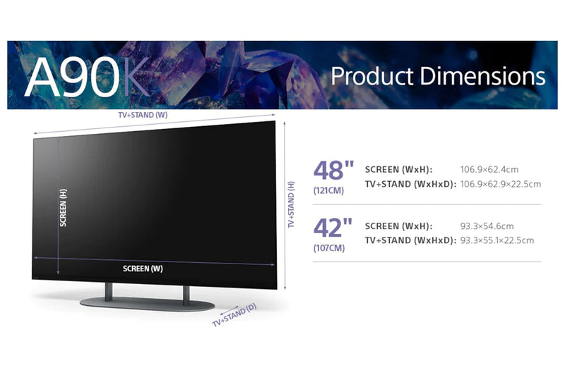 Sony BRAVIA XR48A90KU 48'' OLED 4K Ultra HD HDR Google TV Freeview Freesat HD