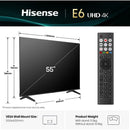Hisense 55E6QTUK 55'' 4K UHD HDR LED TV with Freely*contact store for price*