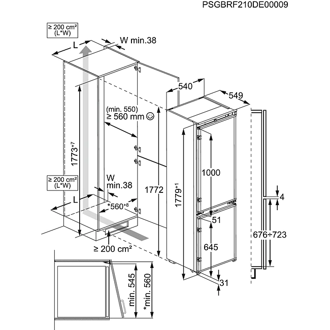 AEG SCE818F6TS 6000 TwinTech® Integrated 70/30 No Frost Fridge Freezer - Sliding Door Installation