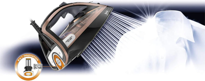 TEFAL Ultimate Pure FV9845GO Steam Iron - Black & Rose Gold