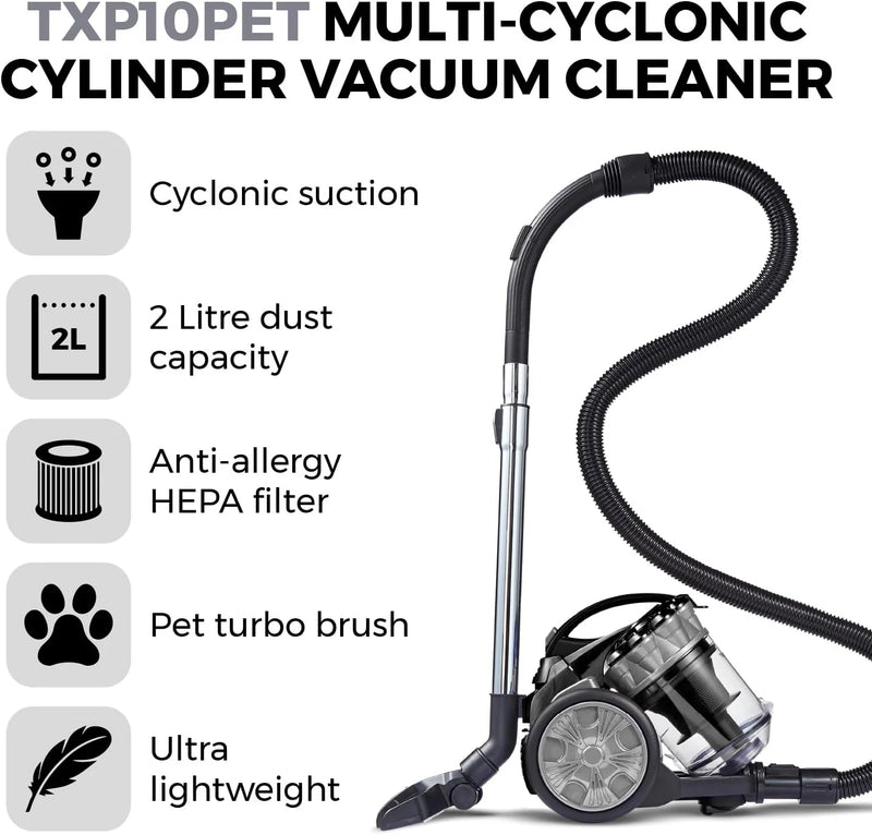 Tower T102000PLPET 2 litre Cylinder Vacuum Cleaner