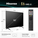 Hisense 50E6QTUK 4K UHD HDR LED TV with Freely*contact store for price*
