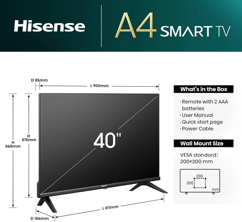 HISENSE 40A4NTUK 40" Smart Full HD LED TV