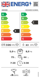 Hoover HBDS485D1ACBE80 Integrated 8kg Wash 5kg Dry Washer Dryer 1400 Spin - Black