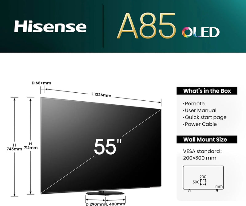 HISENSE 55A85NTUK 55" Smart 4K Ultra HD HDR OLED TV with Amazon Alexa*contact store for price*