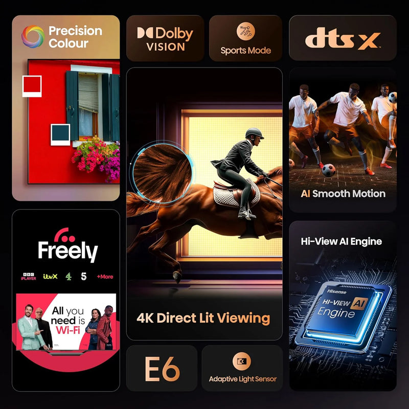Hisense 50E6QTUK 4K UHD HDR LED TV with Freely*contact store for price*