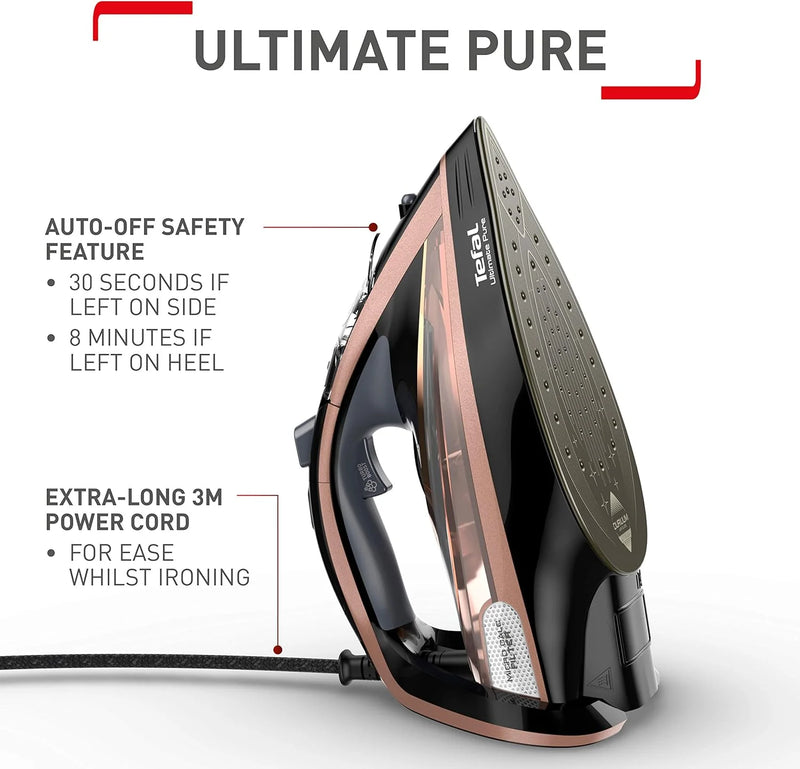 TEFAL Ultimate Pure FV9845GO Steam Iron - Black & Rose Gold