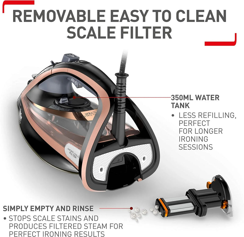 TEFAL Ultimate Pure FV9845GO Steam Iron - Black & Rose Gold