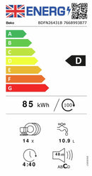 Beko BDFN26431W 14-place Setting HygieneIntense Dishwasher - White