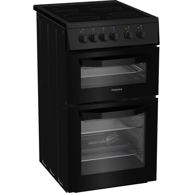 Hotpoint HTE5VCB 50cm Double Oven Electric Cooker With Ceramic Hob - Black*contact store for price*