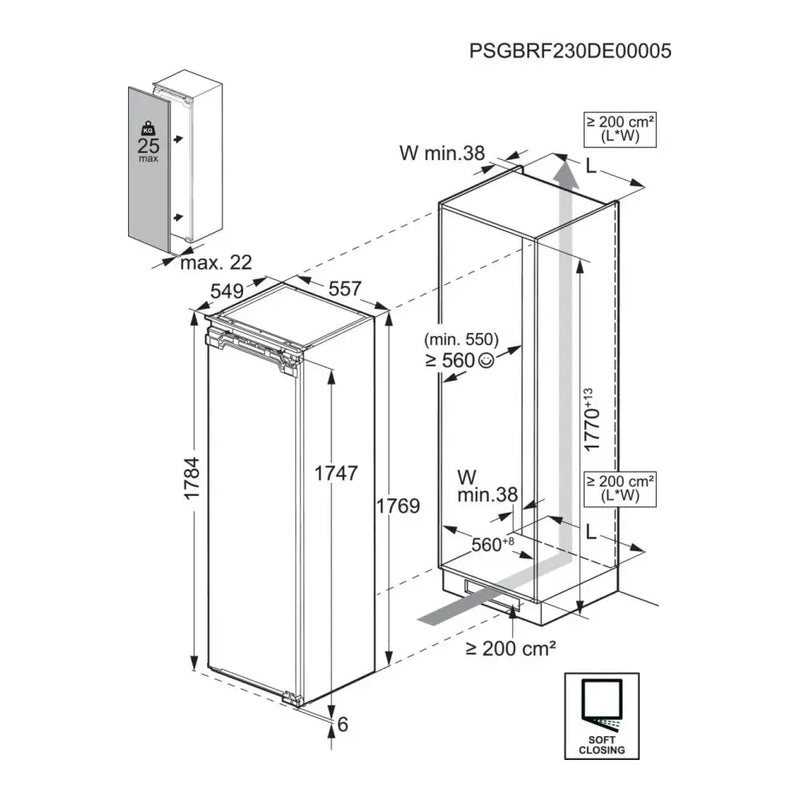 AEG NAB7N181EC 7000 Built-in Frost free Tall Freezer [Fixed Hinge]*contact store for price*