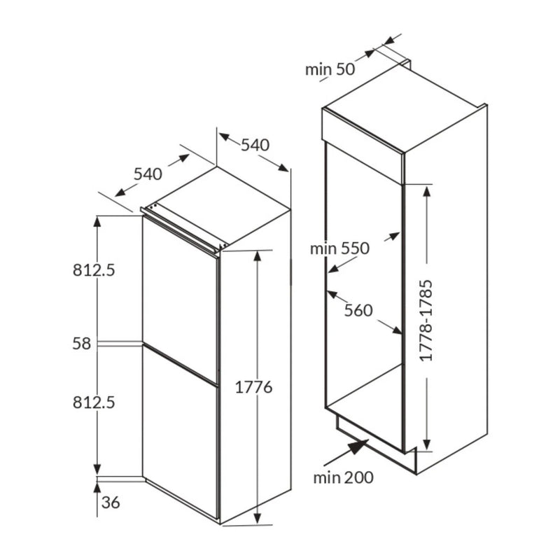 Amica BK2963/2 Built-in 50/50 Fridge Freezer*contact store for price*
