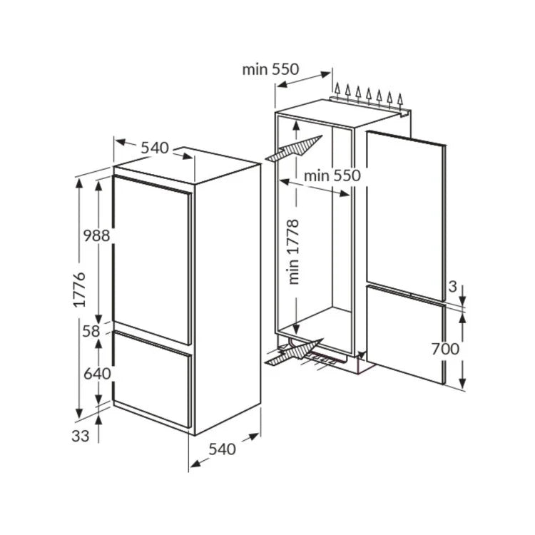 Amica BK3163 70/30 integrated fridge freezer [sliding hinge]*contact store for price*