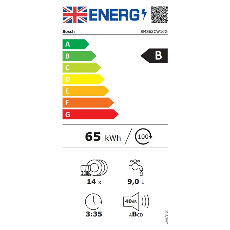Bosch SMS6ZCW10G Series 6 14-place setting Dishwasher - White [Free 5-year guarantee]