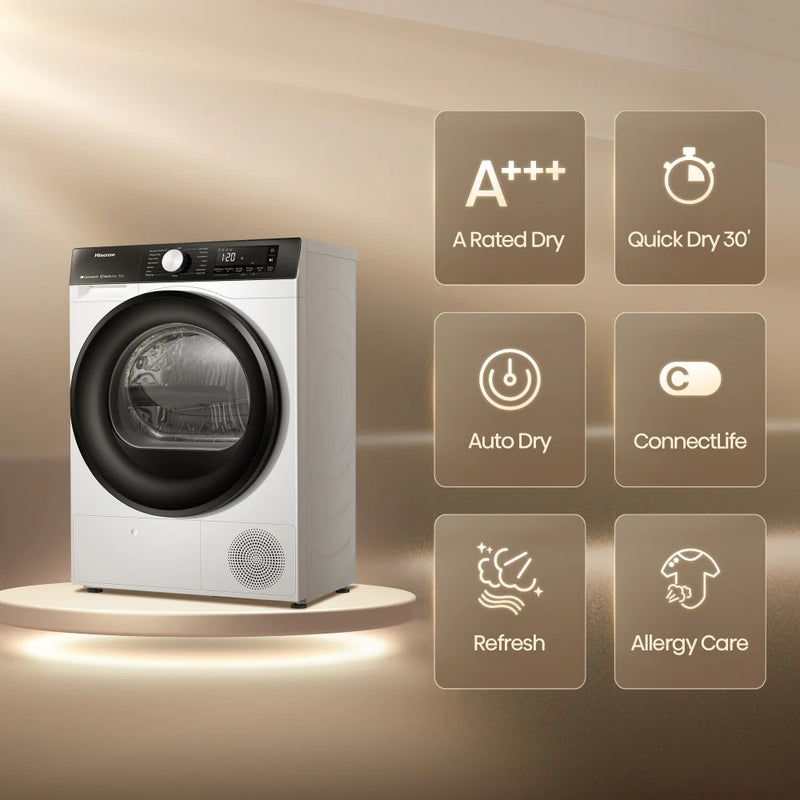 Hisense DH3S802BW3 3S Series 8kg Heat Pump Tumble Dryer  *Contact store for pricing*