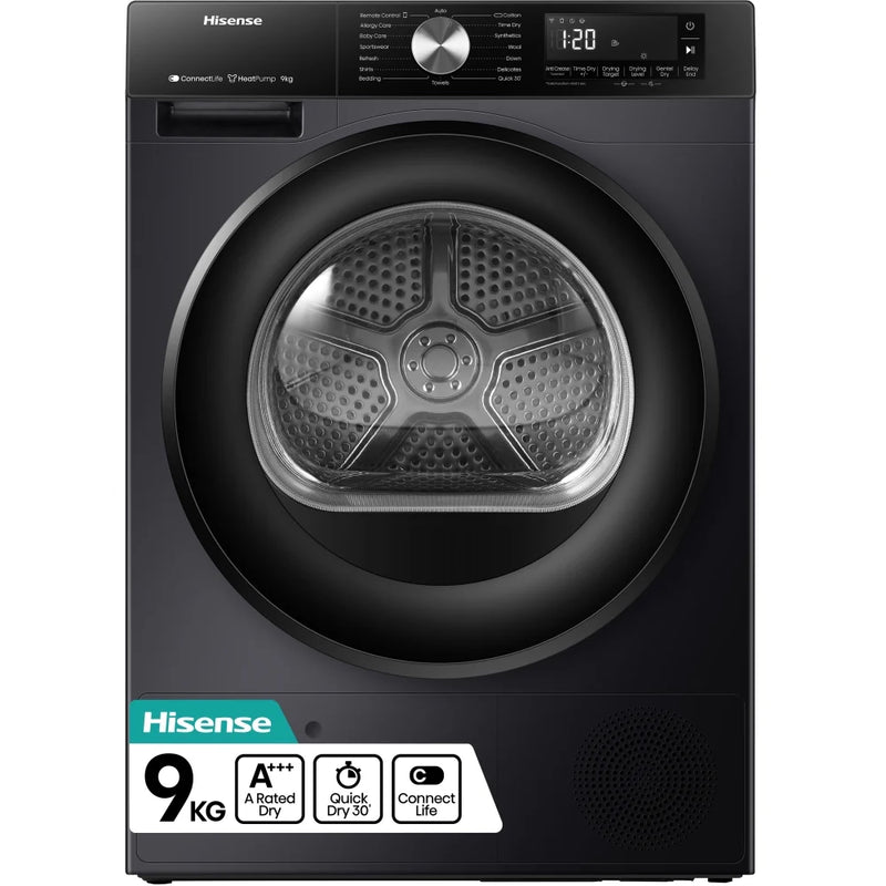 Hisense DH3S902BB3 3S Series 9kg Heat Pump Tumble Dryer - Black  *Contact store for pricing*