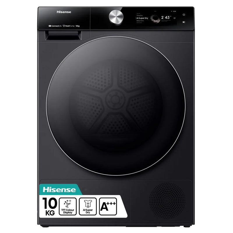 Hisense DH7S107BB 10kg Heat Pump Condenser Tumble Dryer - Black *£100 Cashback*