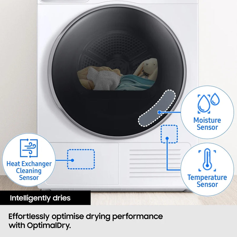 Samsung DV90T6240LE/S1 Series 7 9kg Heat Pump Tumble Dryer - White [Free 5-year parts & labour warranty]