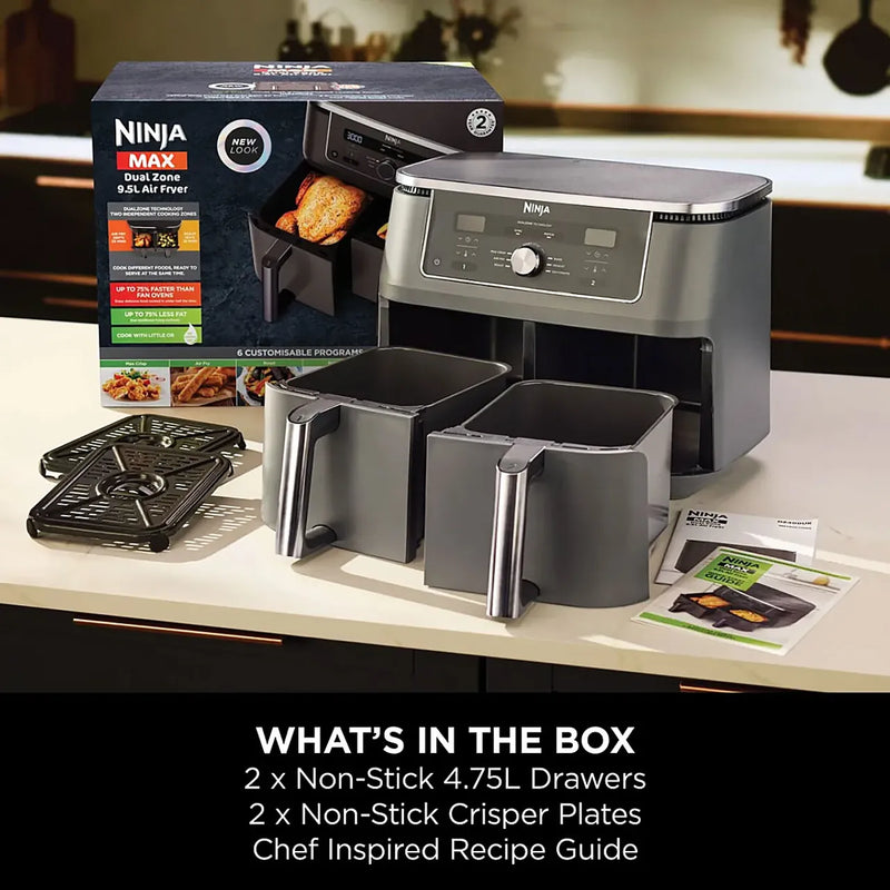 NINJA DZ400UK Foodi Dual Zone 9.5 L Air Fryer - Gun Metal Grey