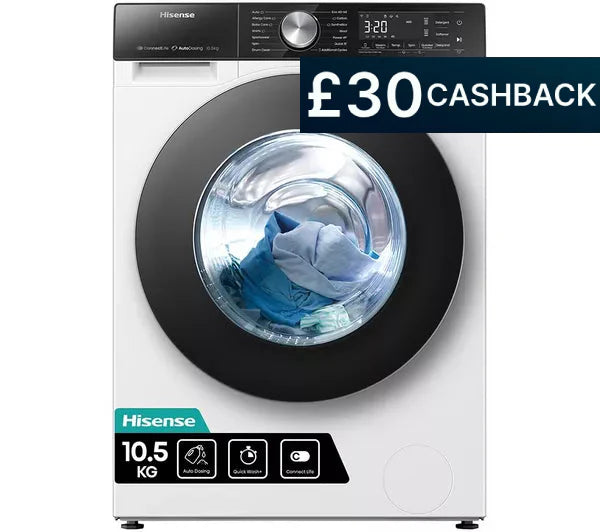 Hisense WF5S1045BW Auto Dosing 10.5kg 1400 Spin Washing Machine *£30 Cashback*