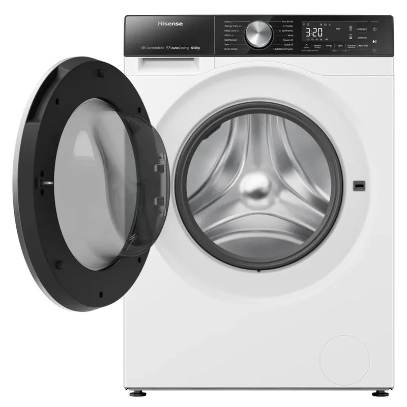 Hisense WF5S1045BW Auto Dosing 10.5kg 1400 Spin Washing Machine *£30 Cashback*