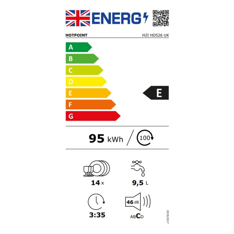 Hotpoint H2IHD526UK 14-place setting integrated dishwasher