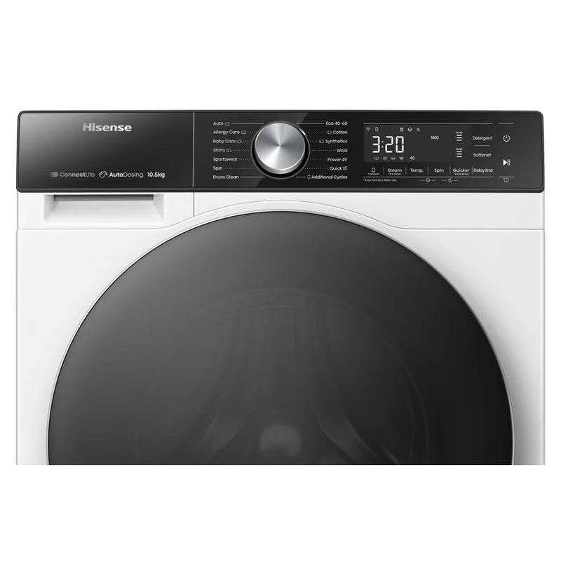 Hisense WF5S1045BW Auto Dosing 10.5kg 1400 Spin Washing Machine *£30 Cashback*