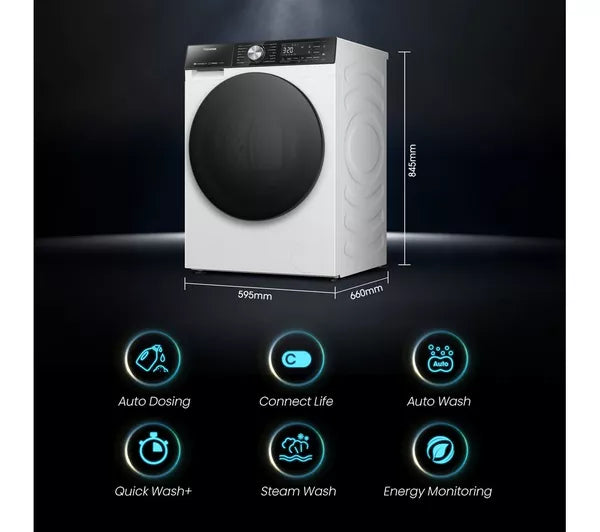 Hisense WF5S1045BW Auto Dosing 10.5kg 1400 Spin Washing Machine *£30 Cashback*