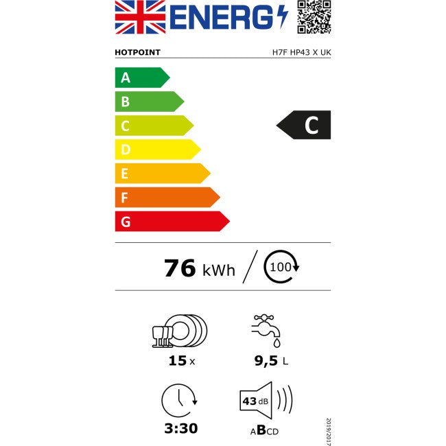 Hotpoint H7FHP43XUK 15 place setting dishwasher - stainless steel*contact store for price*