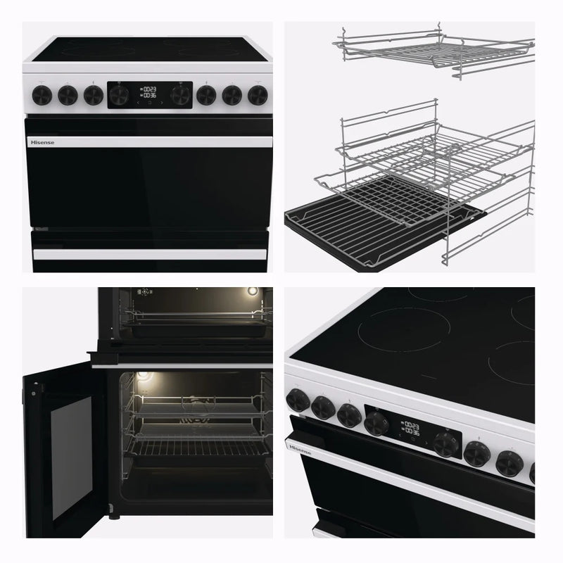 Hisense HDCEC6C20W 60cm AirFry Electric Ceramic Cooker With Catalytic Liners - White*contact store for price*